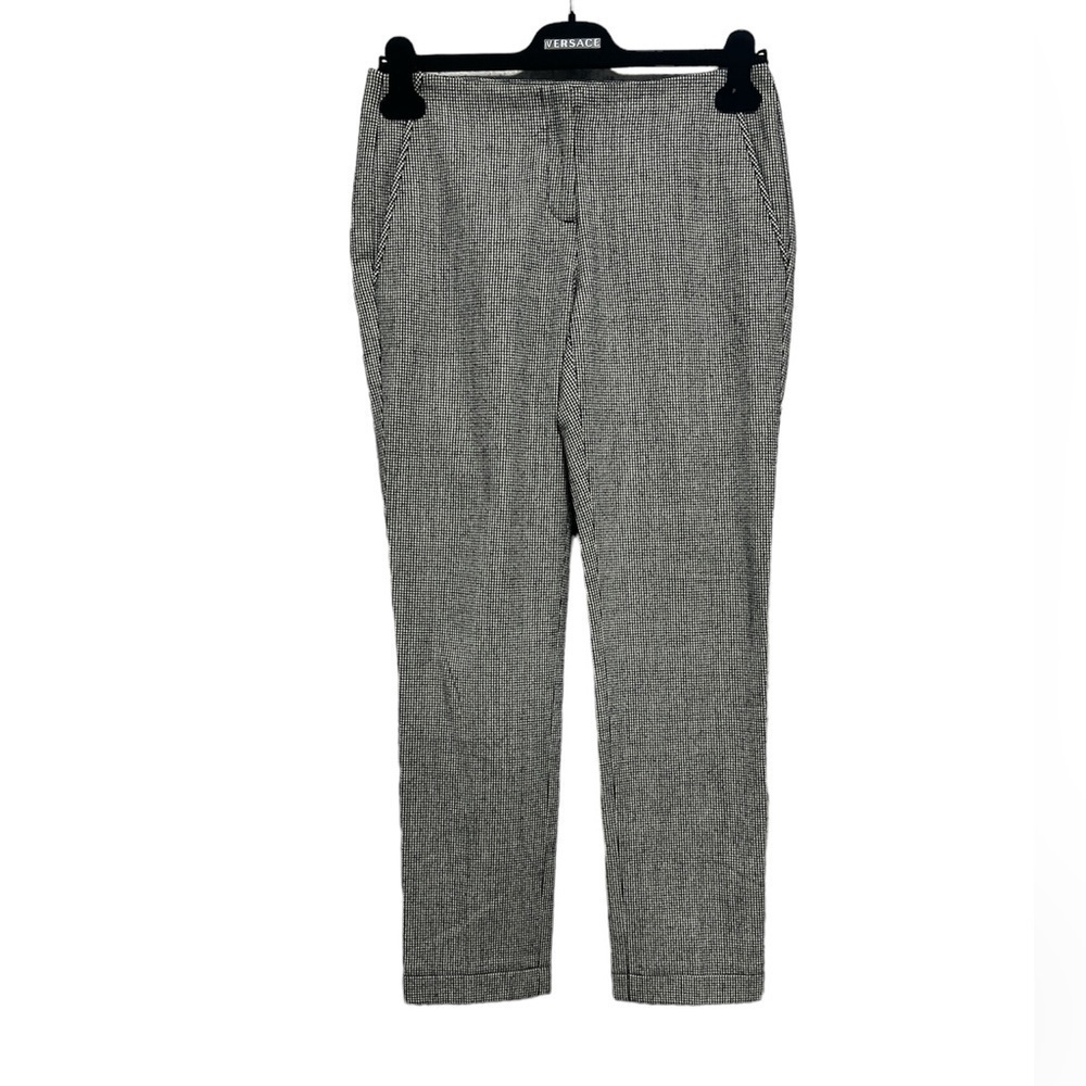 THEORY Houndstooth Indra Wool Blend Tapered Leg Cropped Pants